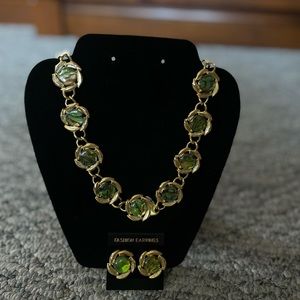 Vintage Turtle shell Gold Statement Necklace